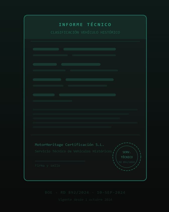 Peritaje técnico presencial de SEAT 600 histórico por servicio técnico habilitado conforme al Real Decreto 892/2024